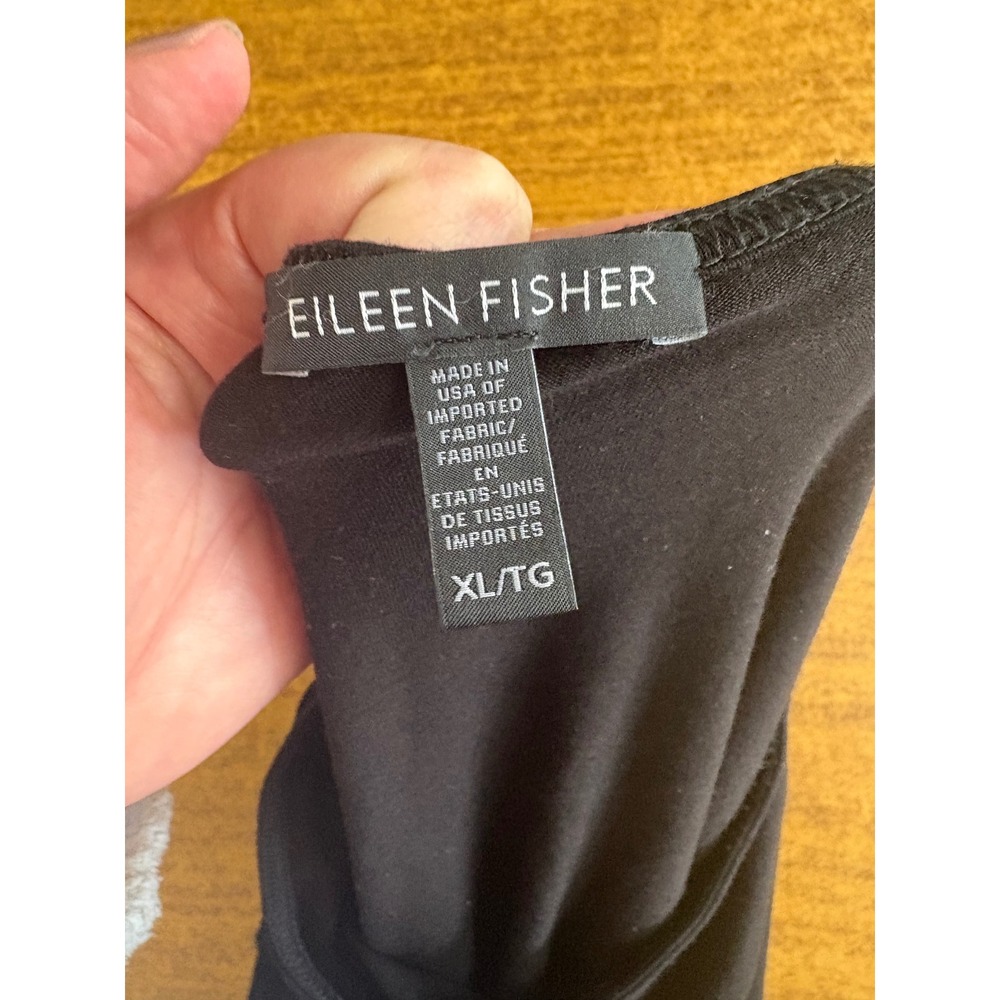 Eileen Fisher Black Viscose Stretch Boat Neck Short Sleeve Tunic Top XL F17VF - Picture 4 of 7